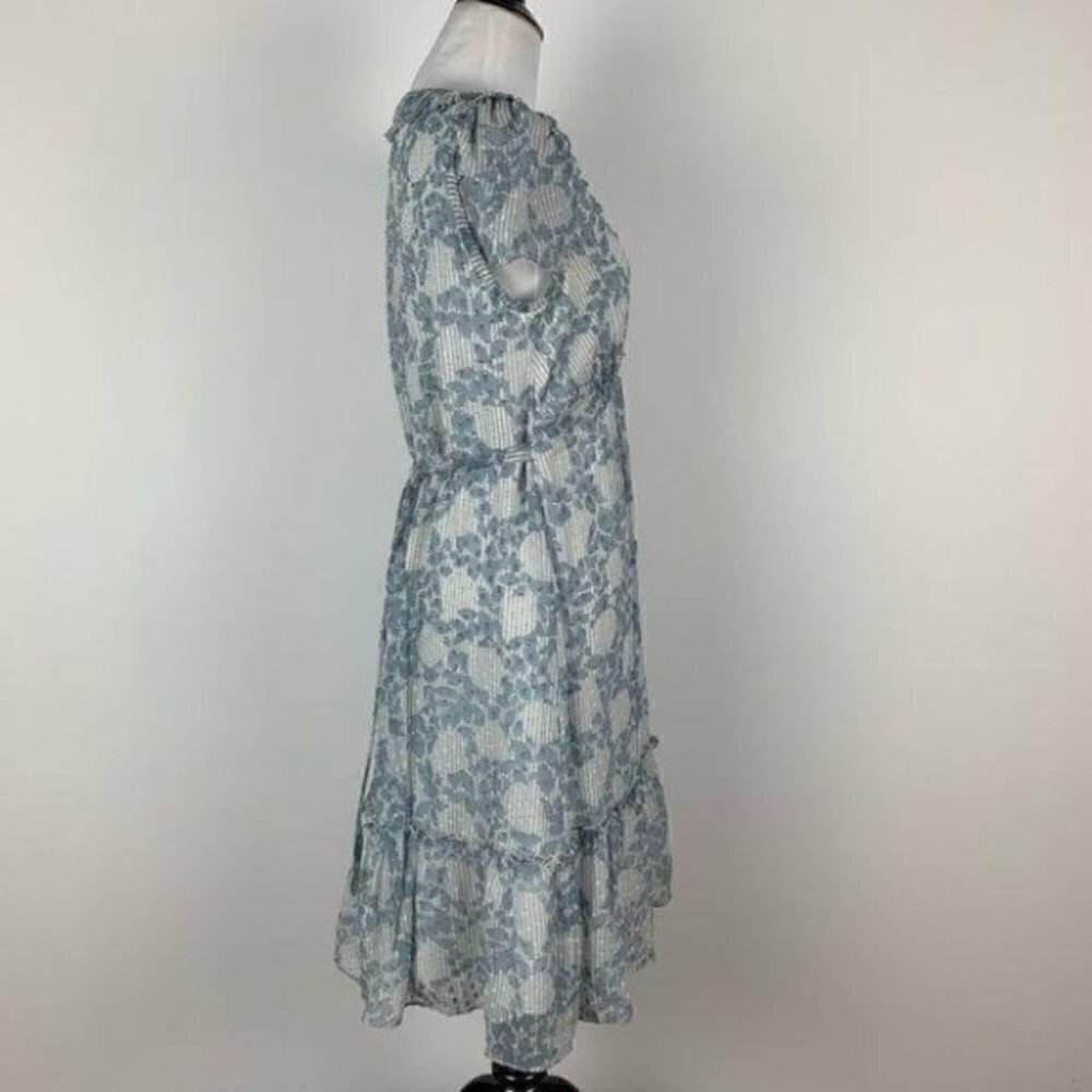 Bcbgmaxazria dress size S white blue 100% silk - Picture 3 of 8